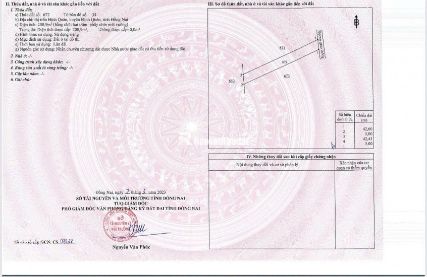 bán lô đất trung tâm thị trấn Định Quán, Đồng Nai